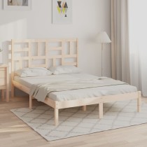 Bed Frame White Solid Wood...
