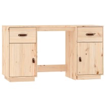 Desk with Cabinets Honey Brown 135x50x75 cm Solid Wood Pine