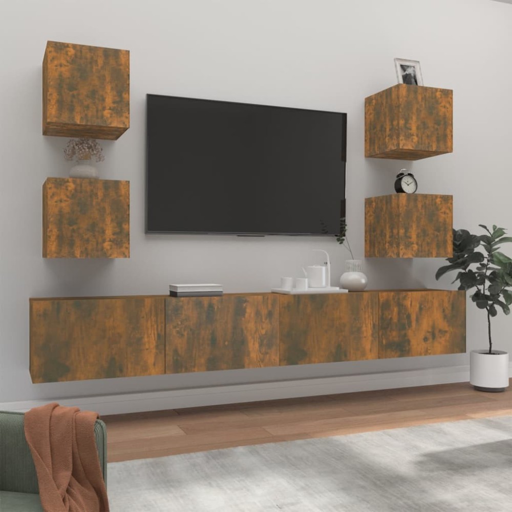 6-tlg. TV-Schrank-Set Weiß Holzwerkstoff