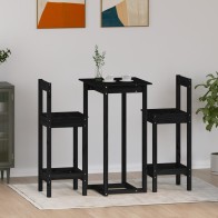 3 Piece Bar Set Black Solid...