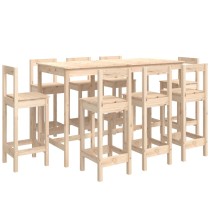 9 Piece Bar Set Solid Wood Pine