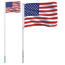 US Flag and Pole 5.55 m Aluminium