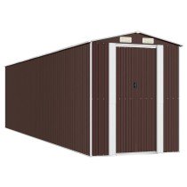 Garden Shed Dark Brown 192x772x223 cm Galvanised Steel