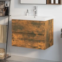 Sink Cabinet with Built-in Basin Brown Oak Engineered Wood