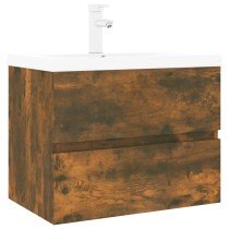 Sink Cabinet with Built-in Basin Brown Oak Engineered Wood