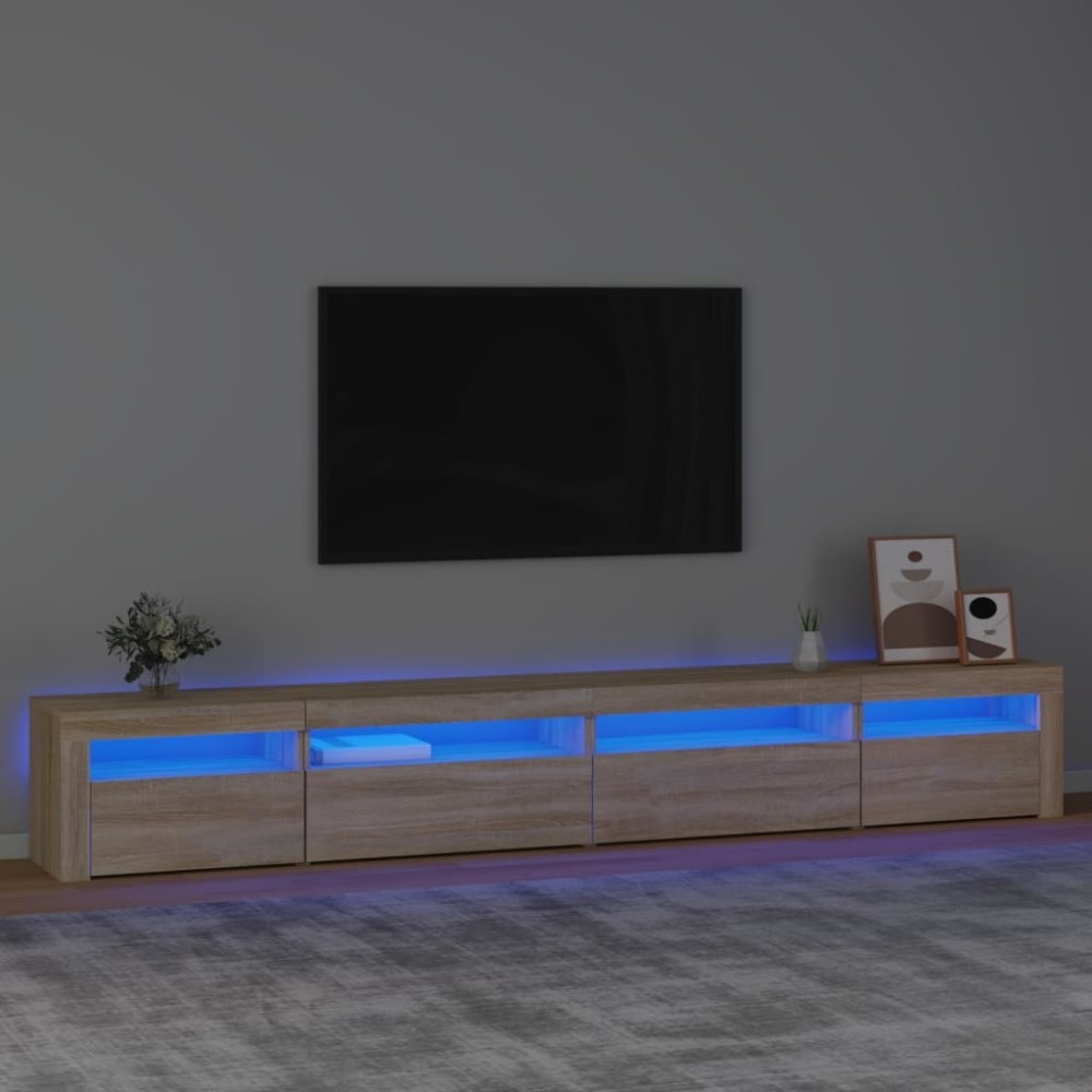 TV Cabinet with LED Lights Grey Sonoma 240x35x40 cm