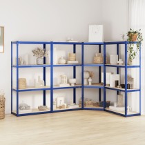 5-Layer Shelves 4 pcs Blue Steel&Engineered Wood