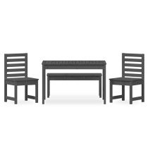 4 Piece Garden Dining Set Black Solid Wood Pine