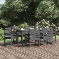7 Piece Garden Dining Set Black Solid Wood Pine