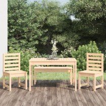 4 Piece Garden Dining Set Black Solid Wood Pine