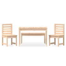 4 Piece Garden Dining Set Black Solid Wood Pine