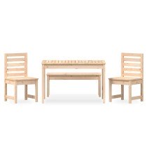 4 Piece Garden Dining Set Black Solid Wood Pine