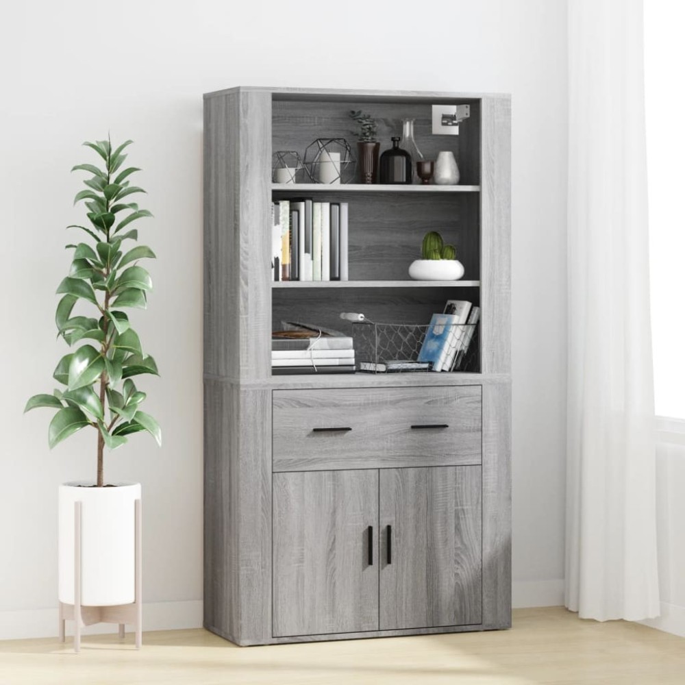 Highboard Schwarz Holzwerkstoff