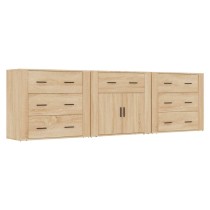 Sideboards 3 pcs Concrete Grey Engineered Wood