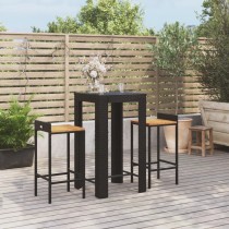 5 Piece Garden Bar Set Grey Poly Rattan&Solid Wood Acacia