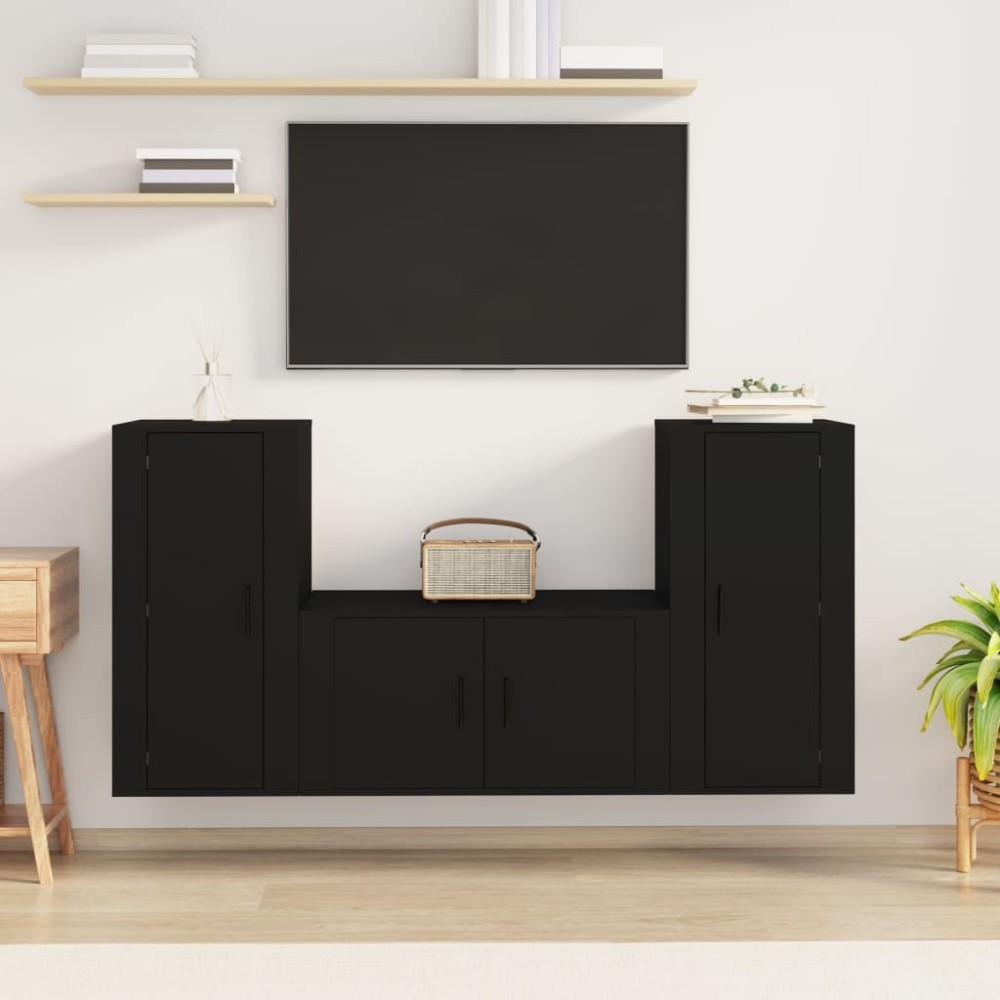 3 Piece TV Cabinet Set Smoked Oak Engineered Wood