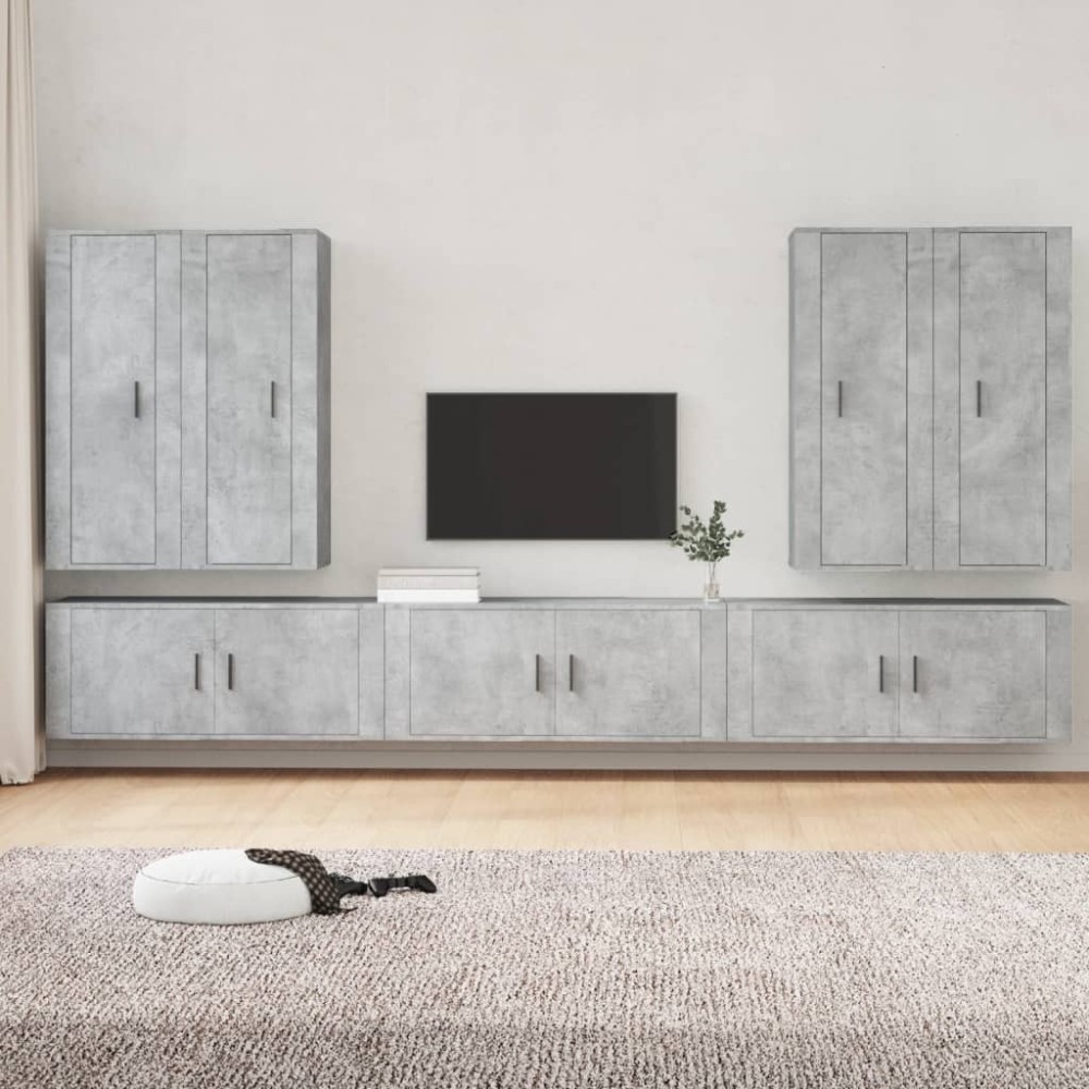 7 Piece TV Cabinet Set Brown Oak Engineered Wood