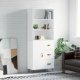 Highboard High Gloss White 69.5x34x180 cm Engineered Wood