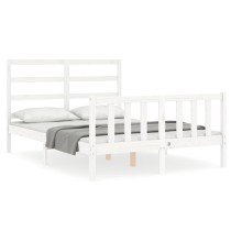 Bed Frame with Headboard Double Solid Wood