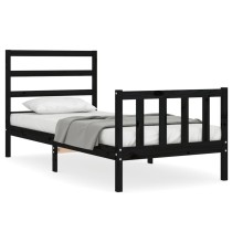 Bed Frame with Headboard Double Solid Wood