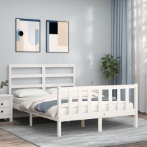 Bed Frame with Headboard Double Solid Wood