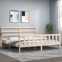 Bed Frame with Headboard Double Solid Wood