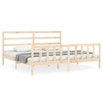 Bed Frame with Headboard Double Solid Wood