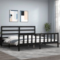 Bed Frame with Headboard Double Solid Wood