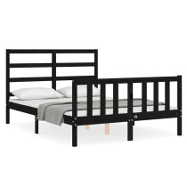 Bed Frame with Headboard Double Solid Wood