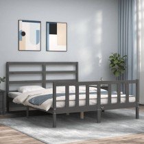 Bed Frame with Headboard Double Solid Wood