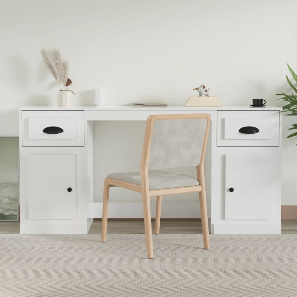 Desk with Cabinet Brown Oak Engineered Wood