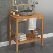 Bathroom Vanity Cabinet Solid Teak with Riverstone Sinks