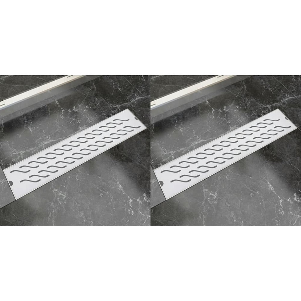 Linear Shower Drain 2 pcs Wave 630x140 mm Stainless Steel