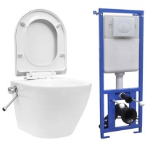 Wall Hung Rimless Toilet with Concealed Cistern Black Ceramic