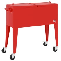 Cooler Cart with Wheels Red 92x43x89 cm