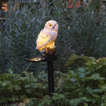 HI LED Solar Owl Garden Light White