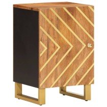 Badschrank Braun und Schwarz 38x33,5x58 cm Massivholz Mango