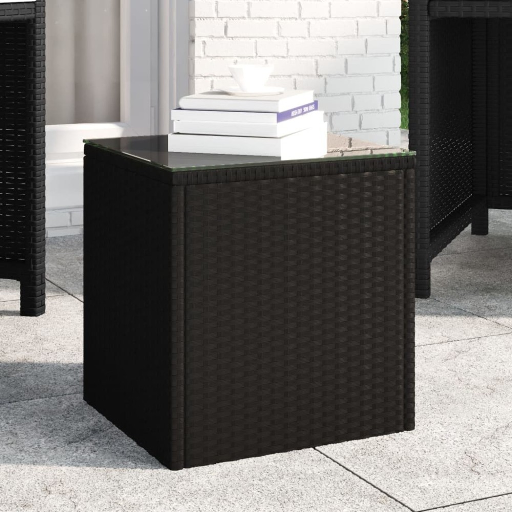 Side Table Grey 40x37x40.5 cm Poly Rattan