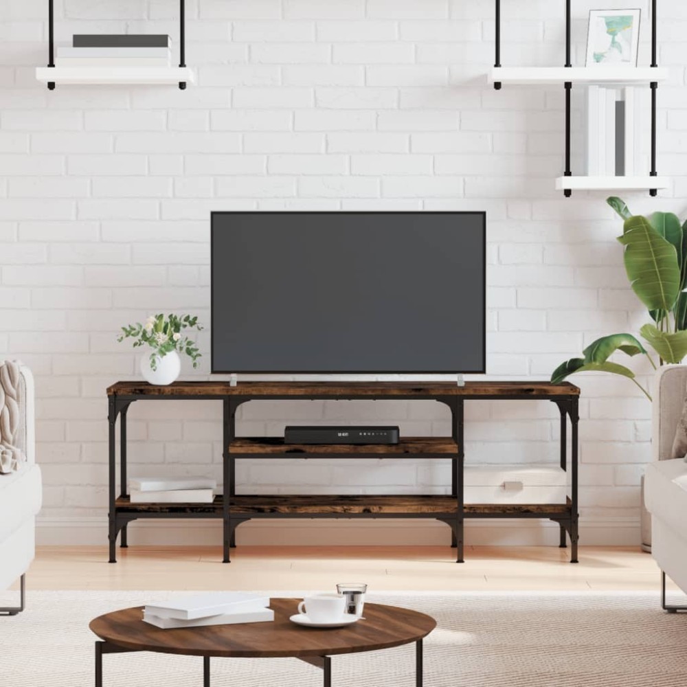 TV Cabinet Grey Sonoma 121x35x45 cm Engineered Wood&Iron