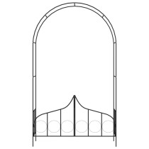 Garden Arch with Gate Black 138x40x238 cm Iron