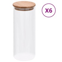 Storage Glass Jars with Bamboo Lid 6 pcs 1000 ml