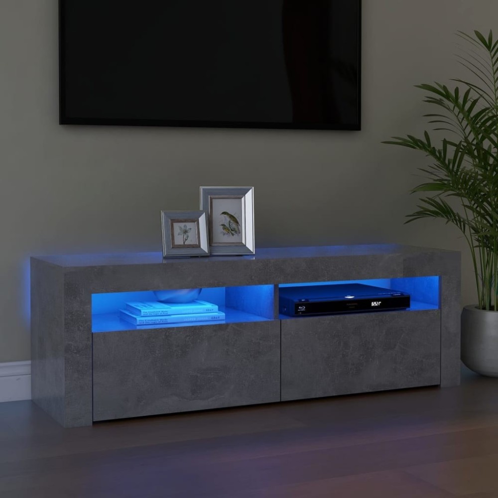 TV Cabinet with LED Lights High Gloss Grey 120x35x40 cm