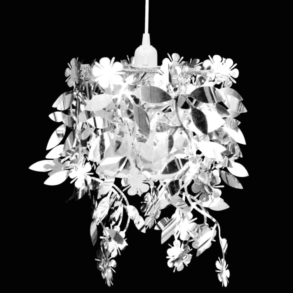 Leaves Paillette Pendant Chandelier Lamp 21,5 x 30 cm Silver