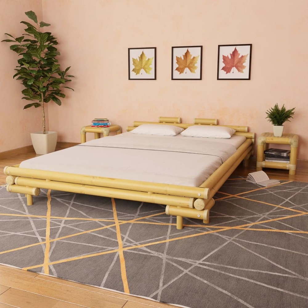 Bed Frame Dark Brown Bamboo 180x200 cm 6FT Super King