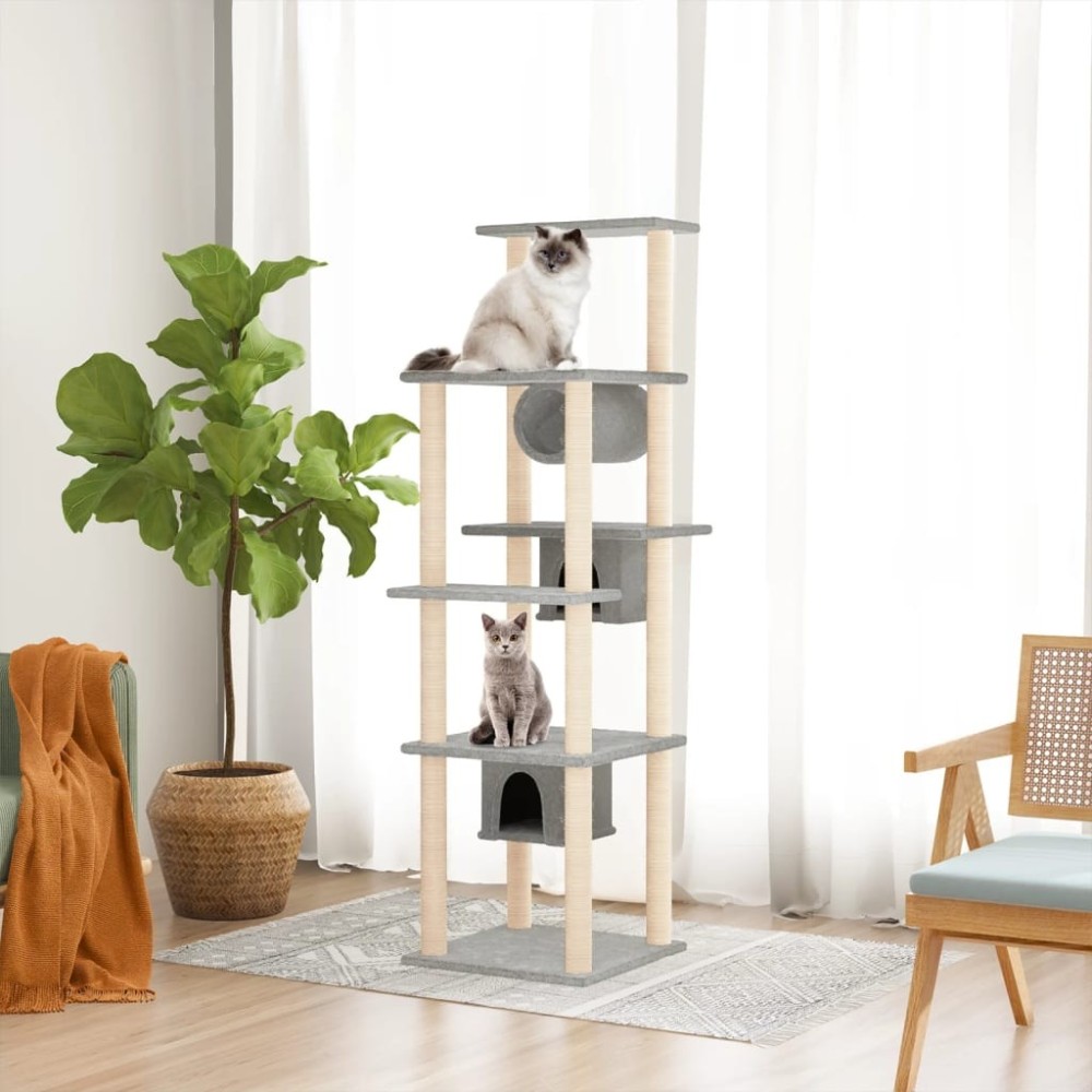 Cat Tree with Sisal Scratching Posts Cream 169 cm