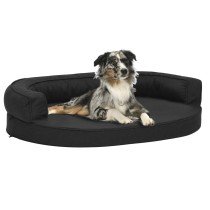 Hundematratze Ergonomisch 60x42 cm Leinenoptik Grau