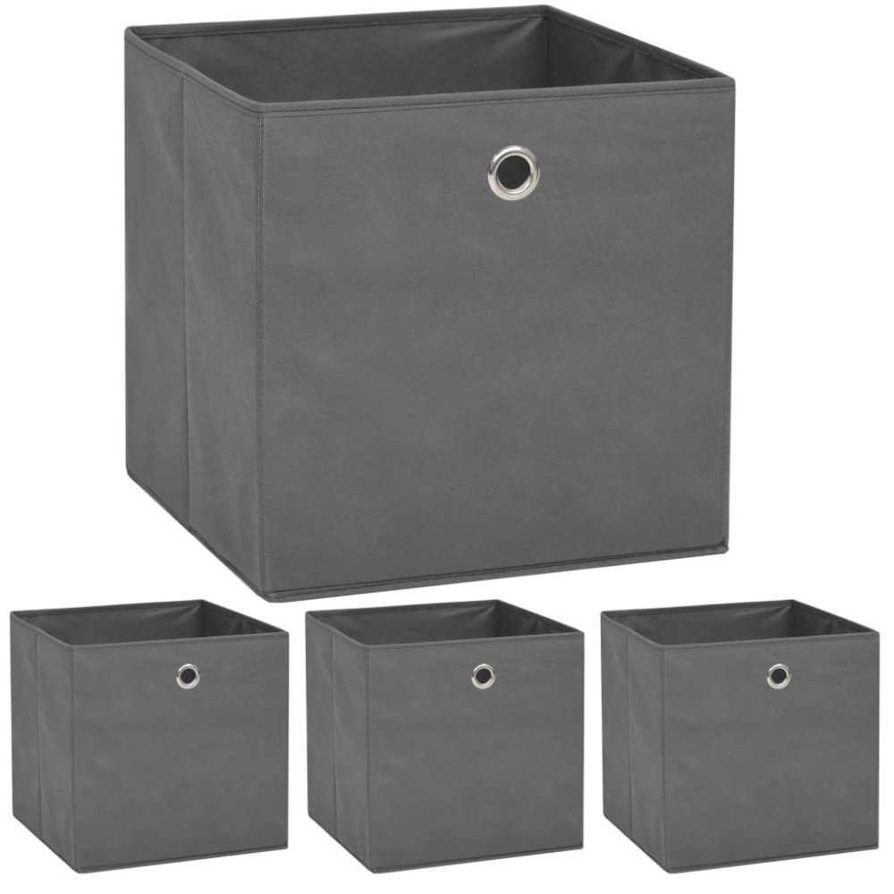 Storage Boxes 10 pcs Non-woven Fabric 32x32x32 cm Black