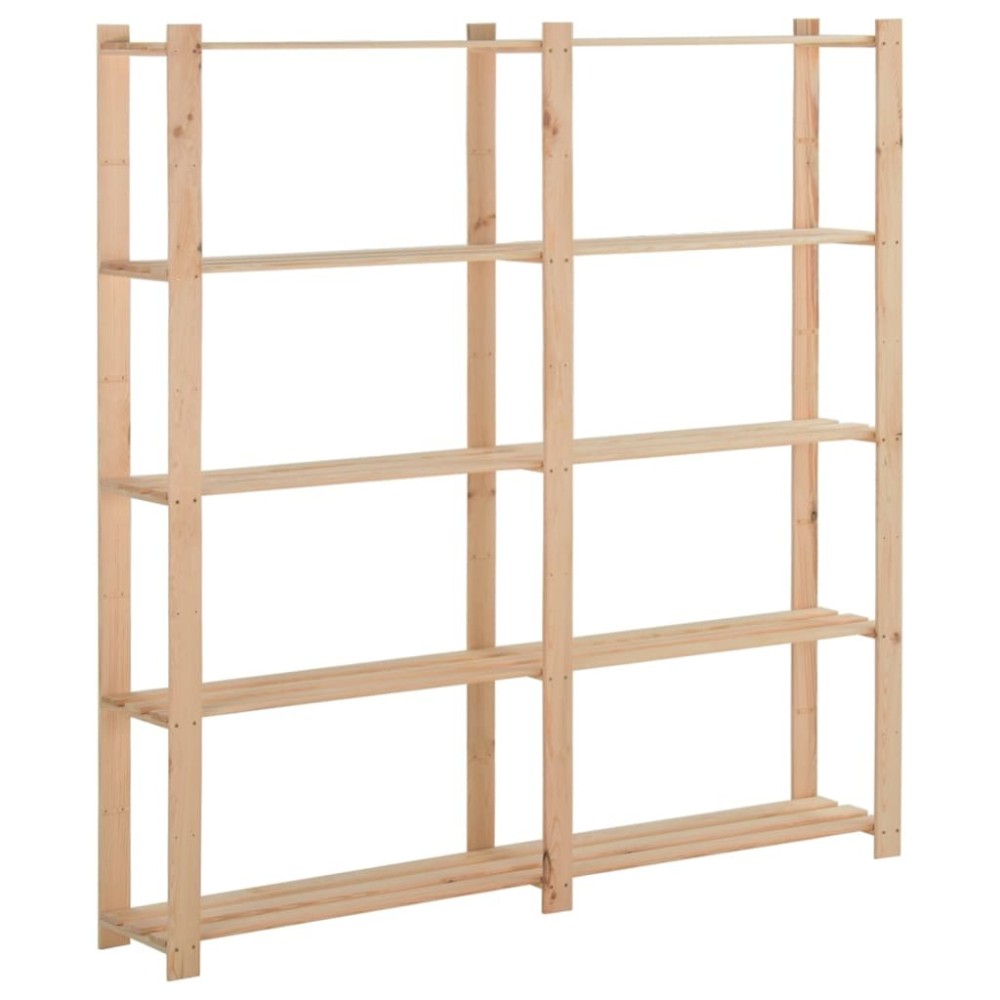 5-Tier Storage Rack Black 170x38x170 cm Solid Wood Pine