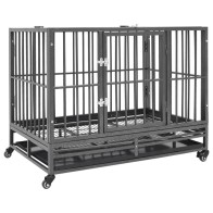 Dog Cage with Wheels Steel...