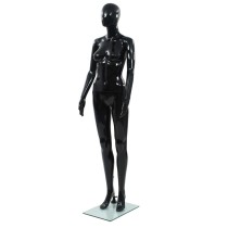 Full Body Male Mannequin with Glass Base Glossy Black 185 cm